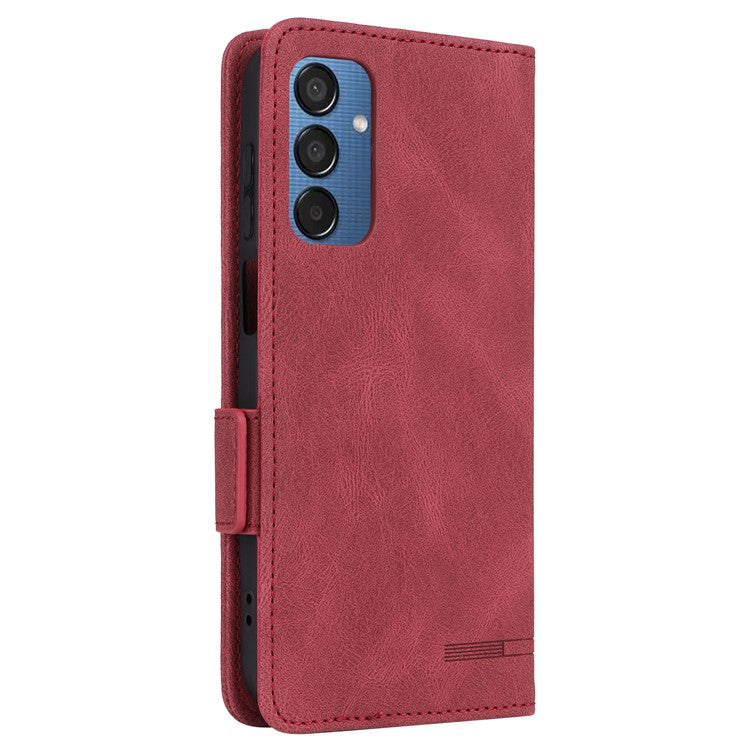 For Samsung Galaxy F15 5G / M15 5G Case Leather Wallet Phone Cover Hardware Decor - Rose