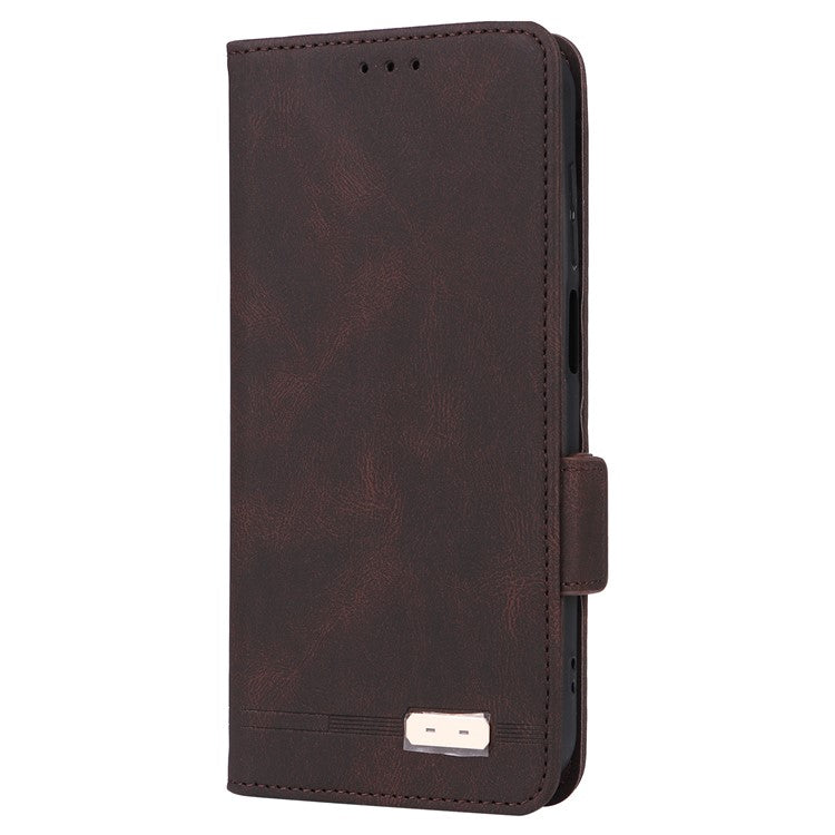 For Samsung Galaxy F15 5G / M15 5G Case Leather Wallet Phone Cover Hardware Decor - Coffee