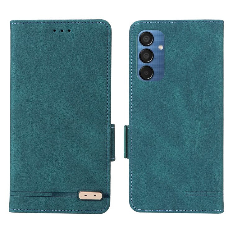 For Samsung Galaxy F15 5G / M15 5G Case Leather Wallet Phone Cover Hardware Decor - Blue
