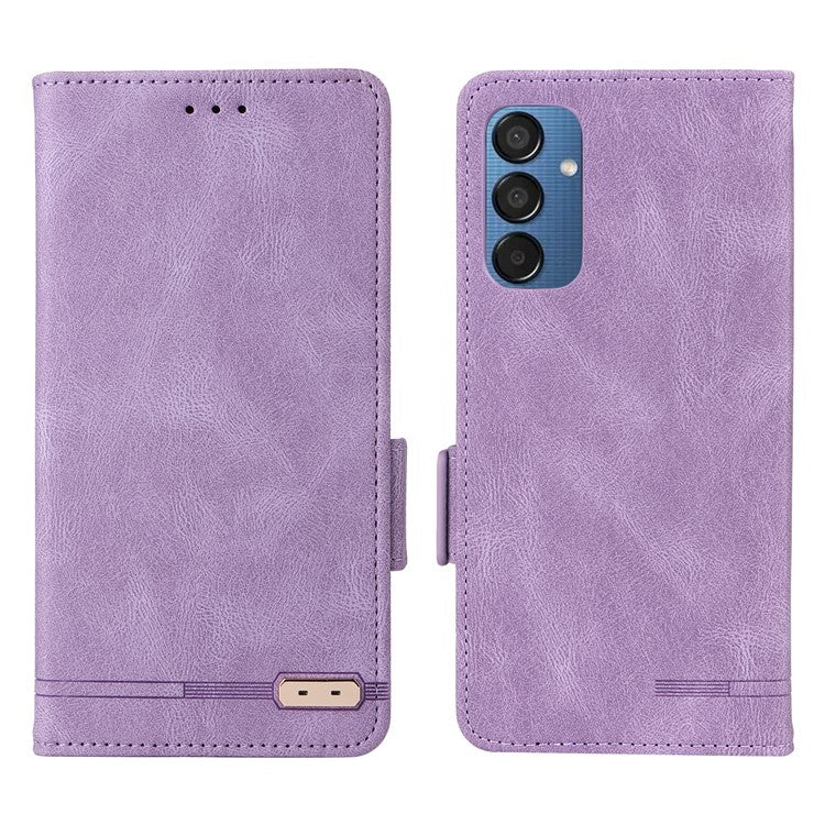 For Samsung Galaxy F15 5G / M15 5G Case Leather Wallet Phone Cover Hardware Decor - Purple