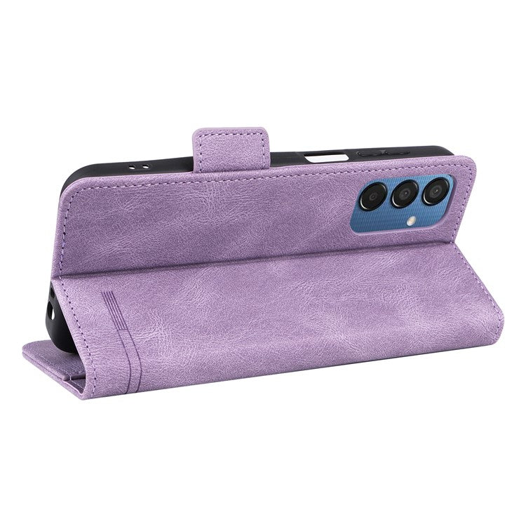 For Samsung Galaxy F15 5G / M15 5G Case Leather Wallet Phone Cover Hardware Decor - Purple