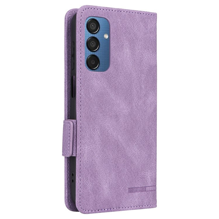 For Samsung Galaxy F15 5G / M15 5G Case Leather Wallet Phone Cover Hardware Decor - Purple