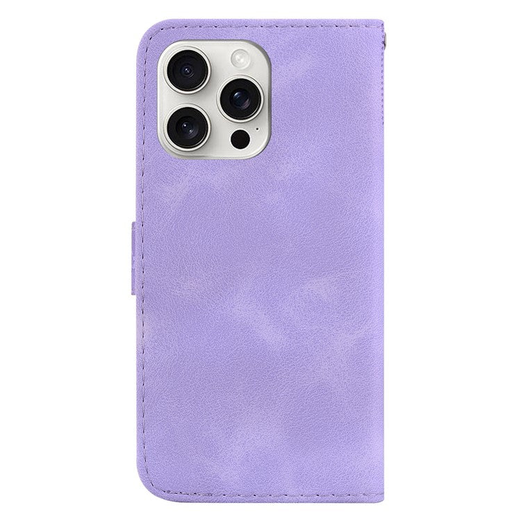 For iPhone 16 Pro Case 7-Shaped Pattern Leather Shockproof Phone Cover - Purple