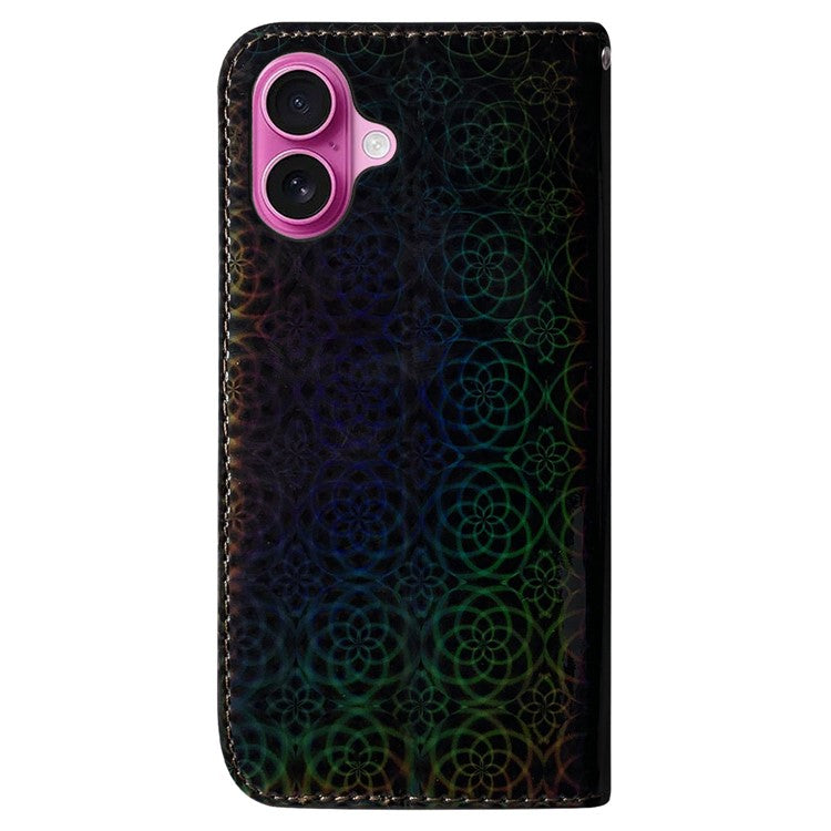 For iPhone 16 Plus Case Dazzling Flower Anti-Drop Leather Phone Cover - Black