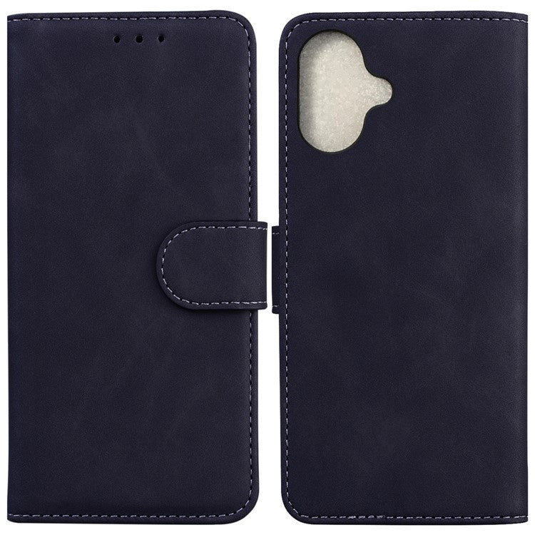 For iPhone 16 Plus Case Solid Color PU Leather Stand Phone Cover - Black