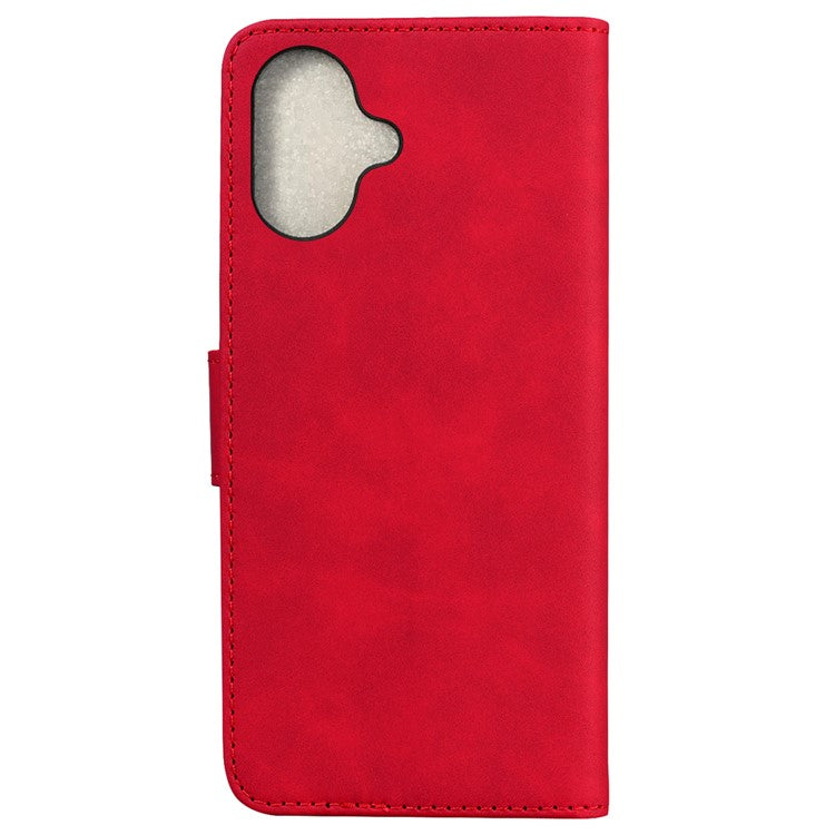For iPhone 16 Case Solid Color PU Leather Stand Phone Cover - Red