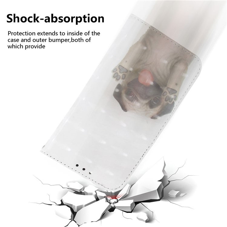 For iPhone 16 Case 3D Pattern Print Leather Flip Wallet Phone Cover - Pug