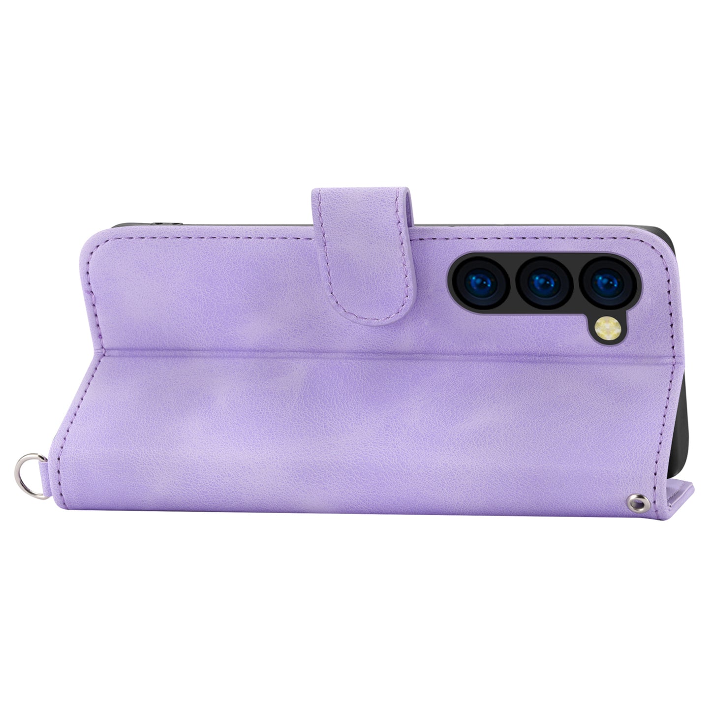 For Samsung Galaxy Z Fold6 5G Leather Case Multiple Card Slots Phone Cover with 2 Straps - Purple