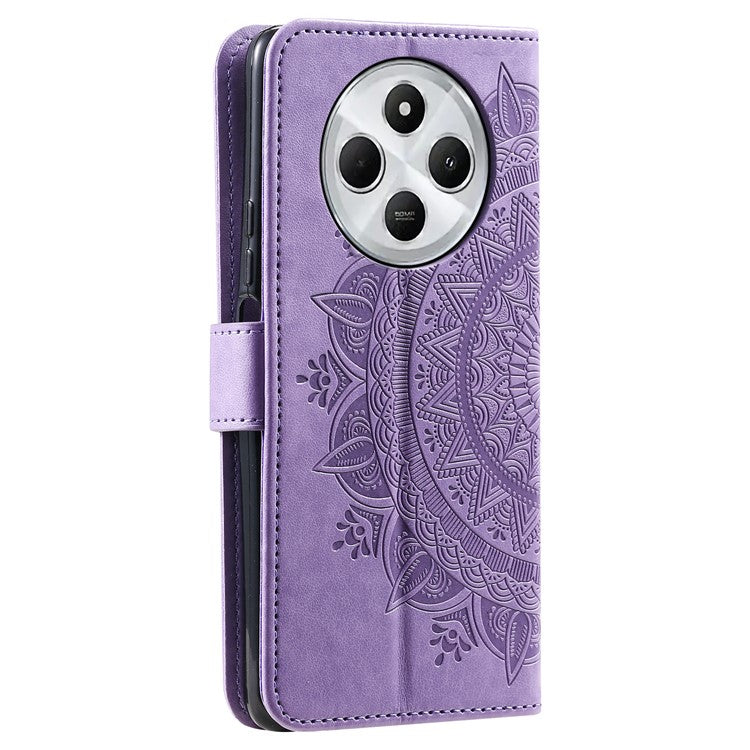 For Xiaomi Redmi 14C 4G Stand Case Imprinted Totem PU Leather Wallet Phone Cover - Purple