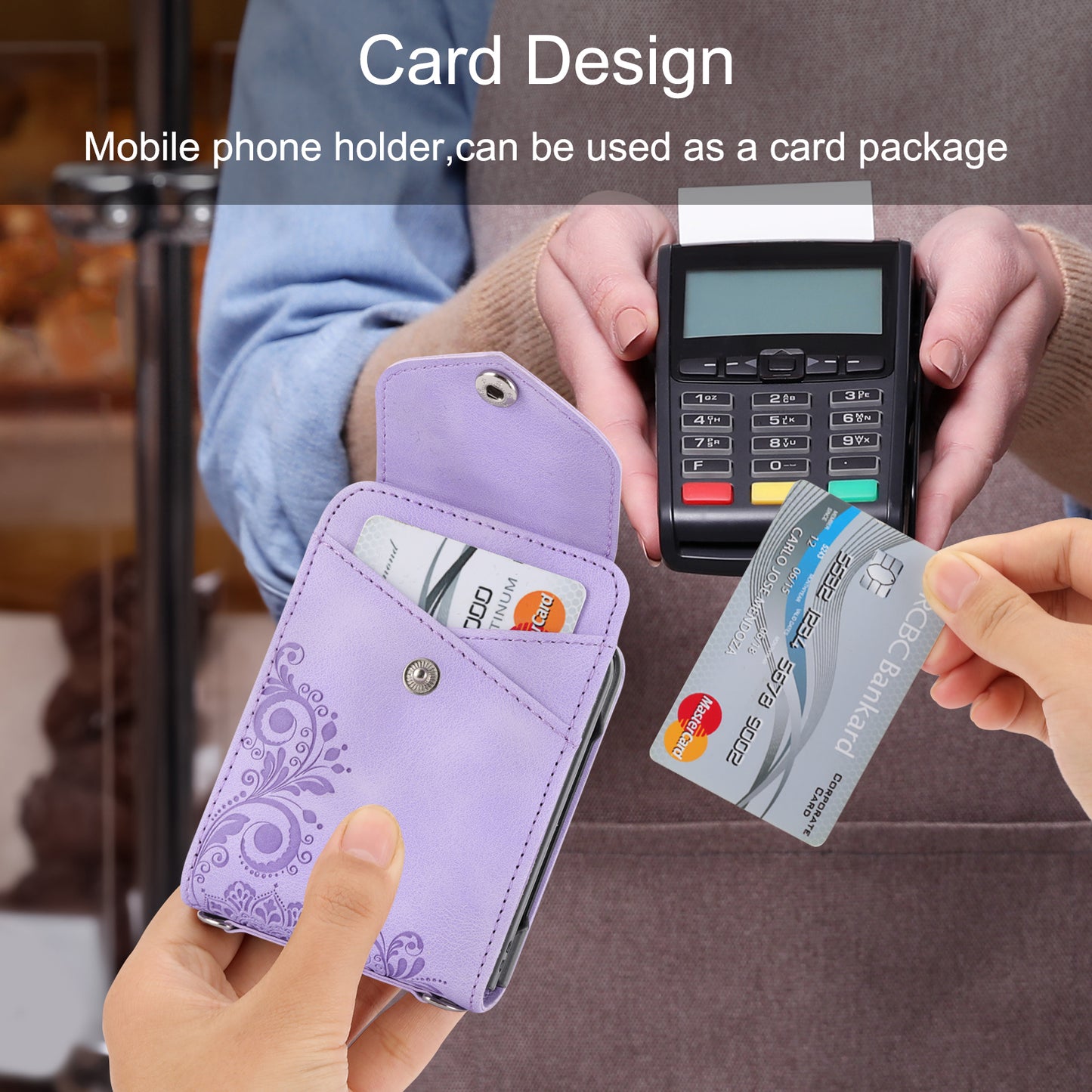 For Samsung Galaxy Z Flip6 5G Leather Case Multiple Card Slots Phone Cover with Shoulder Strap - Purple