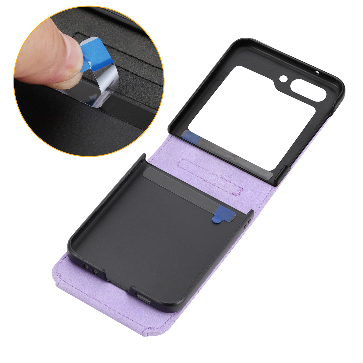 For Samsung Galaxy Z Flip6 5G Leather Case Multiple Card Slots Phone Cover with Shoulder Strap - Purple
