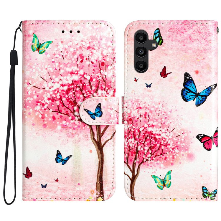 For Samsung Galaxy S24 FE Case Leather Pattern Printing Flip Phone Cover - Cherry Blossoms Tree