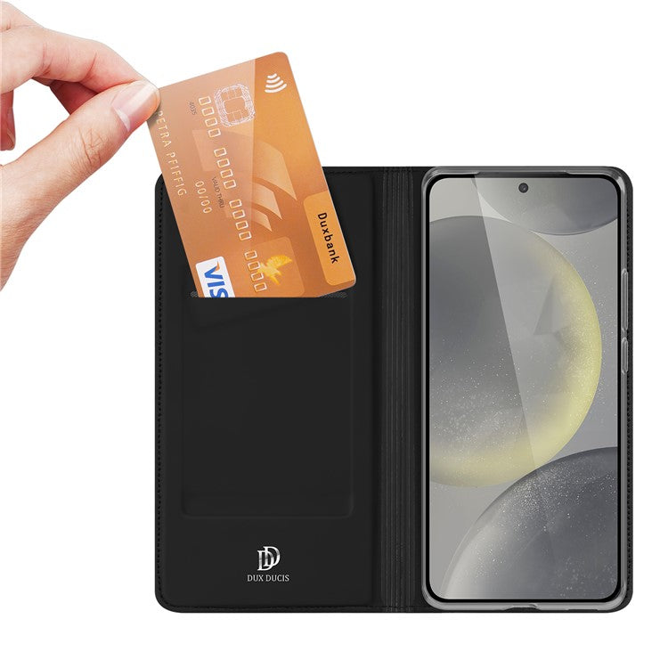 DUX DUCIS Skin Pro Series For Samsung Galaxy S24 FE Leather Case Card Holder Phone Cover - Black