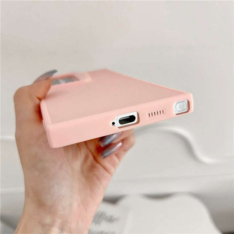 For Samsung Galaxy A15 4G / 5G TPU Phone Case with Lens Frame Kickstand - Light Pink