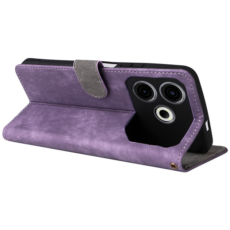 For TECNO Pova 6 Neo Case RFID Blocking PU Leather Wallet Stand Phone Cover - Purple