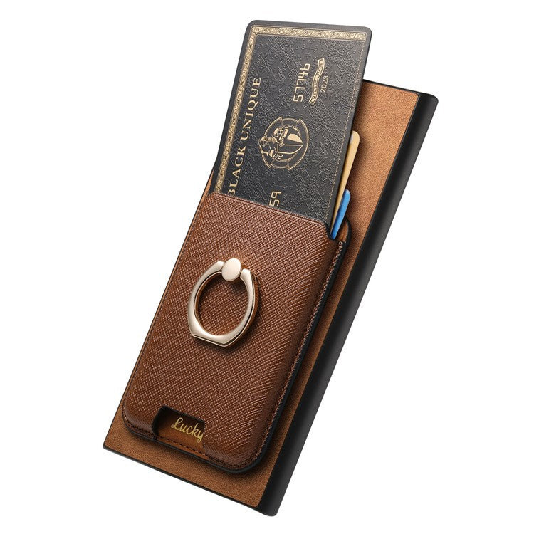 For Samsung Galaxy S24 Ultra Magnetic Phone Case Leather+TPU Detachable Card Slot - Brown