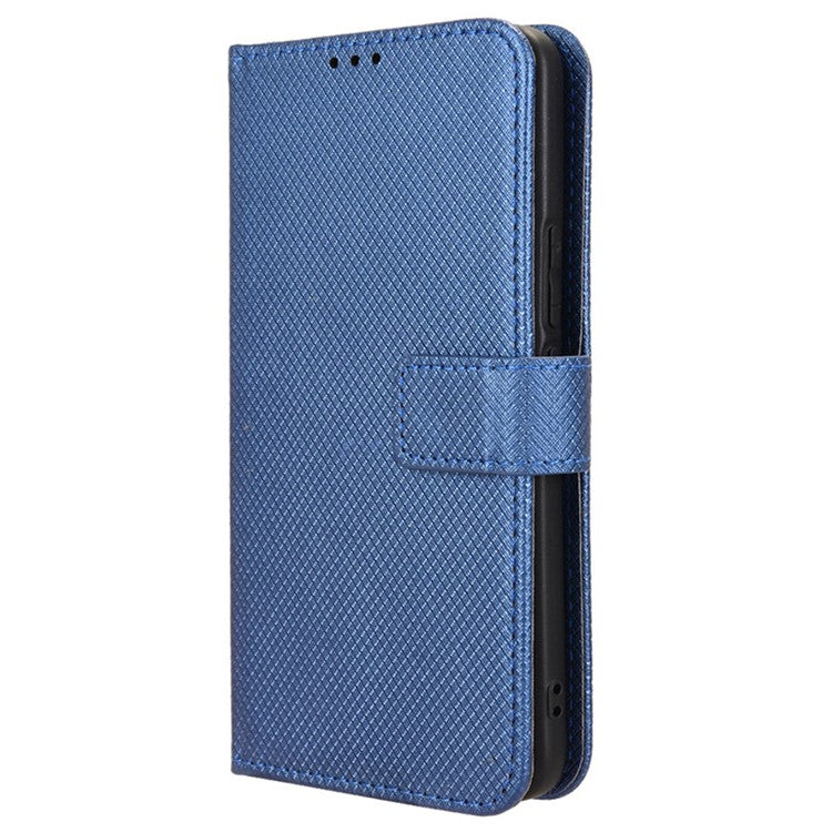 For TECNO Pova 6 Neo Case PU Leather Diamond Texture Protective Phone Cover - Blue