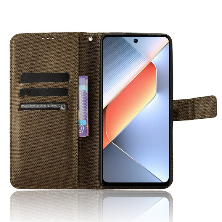 For TECNO Pova 6 Neo Case PU Leather Diamond Texture Protective Phone Cover - Grey