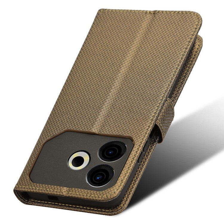 For TECNO Pova 6 Neo Case PU Leather Diamond Texture Protective Phone Cover - Grey