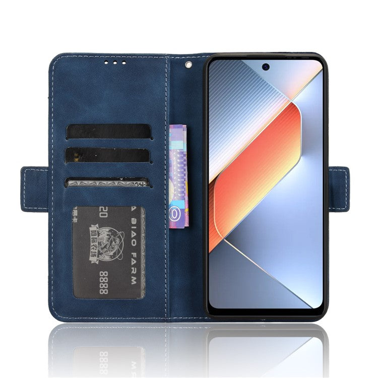 For TECNO Pova 6 Neo Case Multiple Card Slots Leather Stand Phone Cover - Blue