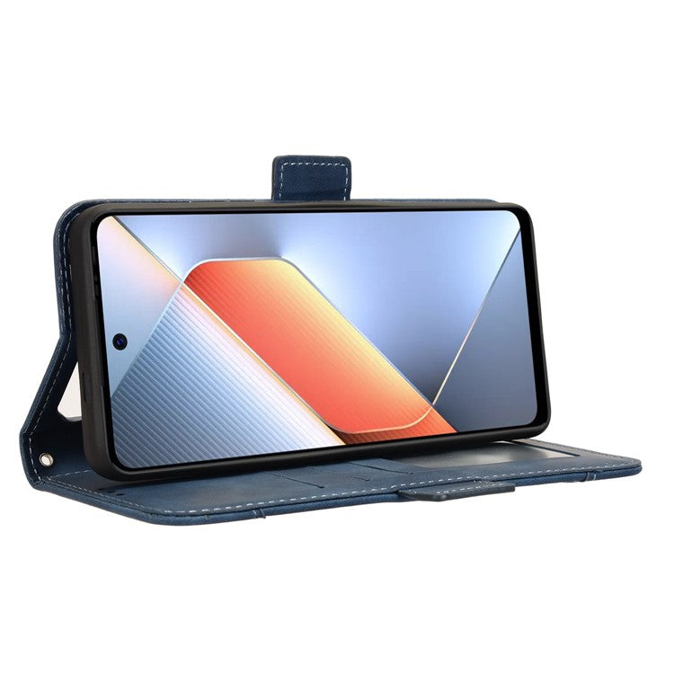 For TECNO Pova 6 Neo Case Multiple Card Slots Leather Stand Phone Cover - Blue