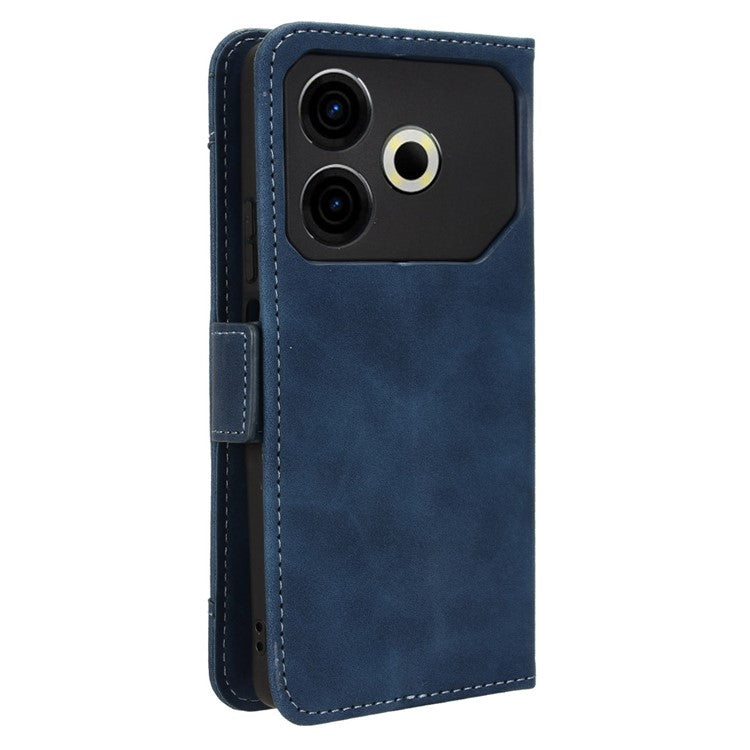 For TECNO Pova 6 Neo Case Multiple Card Slots Leather Stand Phone Cover - Blue