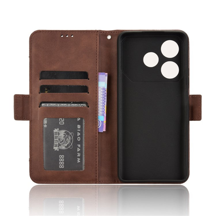 For TECNO Pova 6 Neo Case Multiple Card Slots Leather Stand Phone Cover - Brown