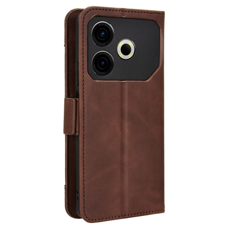 For TECNO Pova 6 Neo Case Multiple Card Slots Leather Stand Phone Cover - Brown