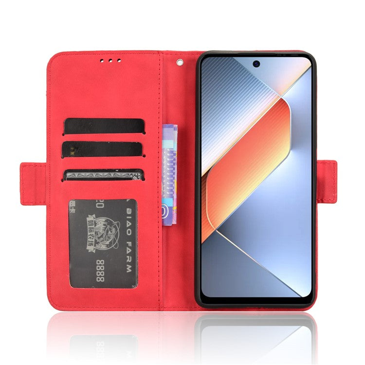 For TECNO Pova 6 Neo Case Multiple Card Slots Leather Stand Phone Cover - Red