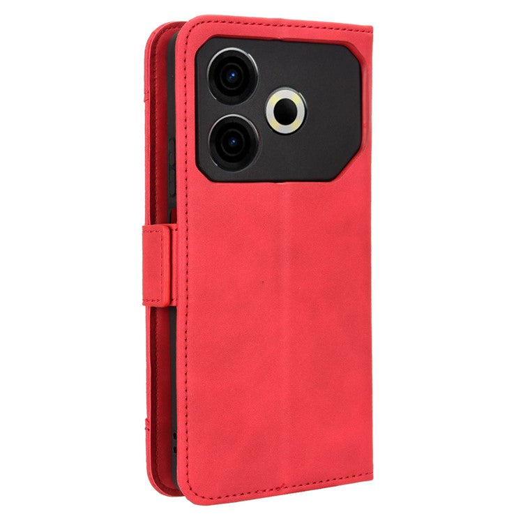 For TECNO Pova 6 Neo Case Multiple Card Slots Leather Stand Phone Cover - Red