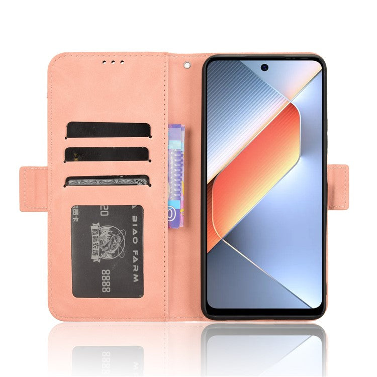 For TECNO Pova 6 Neo Case Multiple Card Slots Leather Stand Phone Cover - Pink