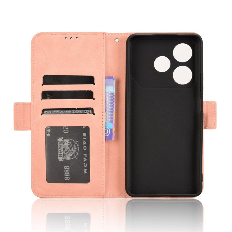 For TECNO Pova 6 Neo Case Multiple Card Slots Leather Stand Phone Cover - Pink