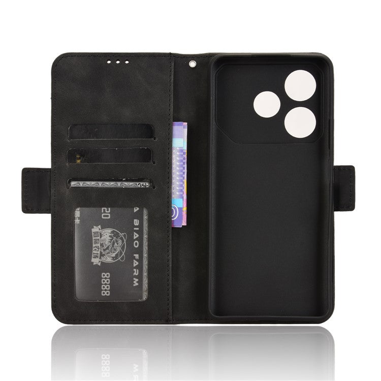 For TECNO Pova 6 Neo Case Multiple Card Slots Leather Stand Phone Cover - Black
