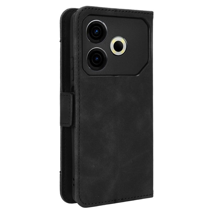 For TECNO Pova 6 Neo Case Multiple Card Slots Leather Stand Phone Cover - Black