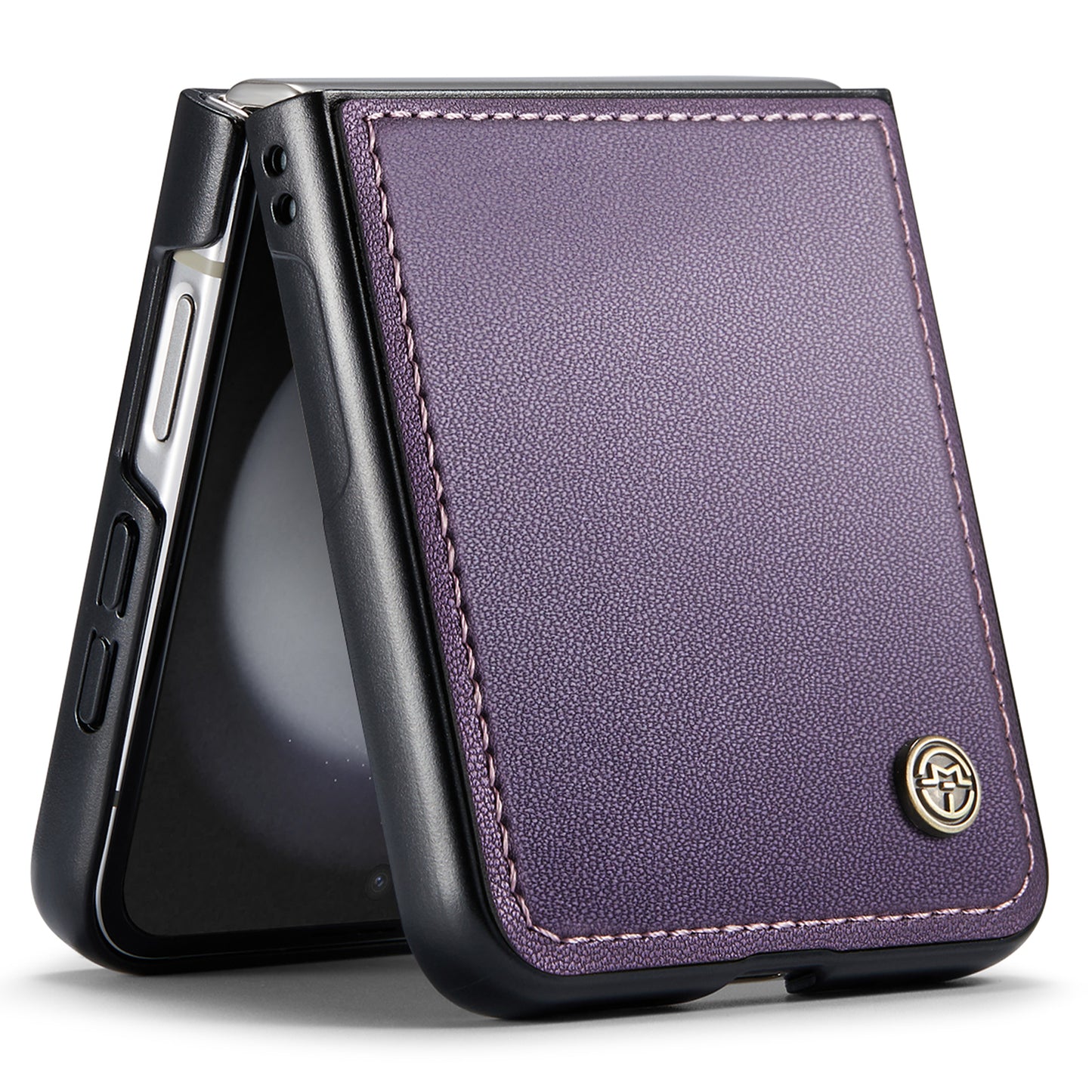 CASEME 023 Series For Samsung Galaxy Z Flip6 5G Case Litchi Texture Leather+PC Phone Cover - Purple