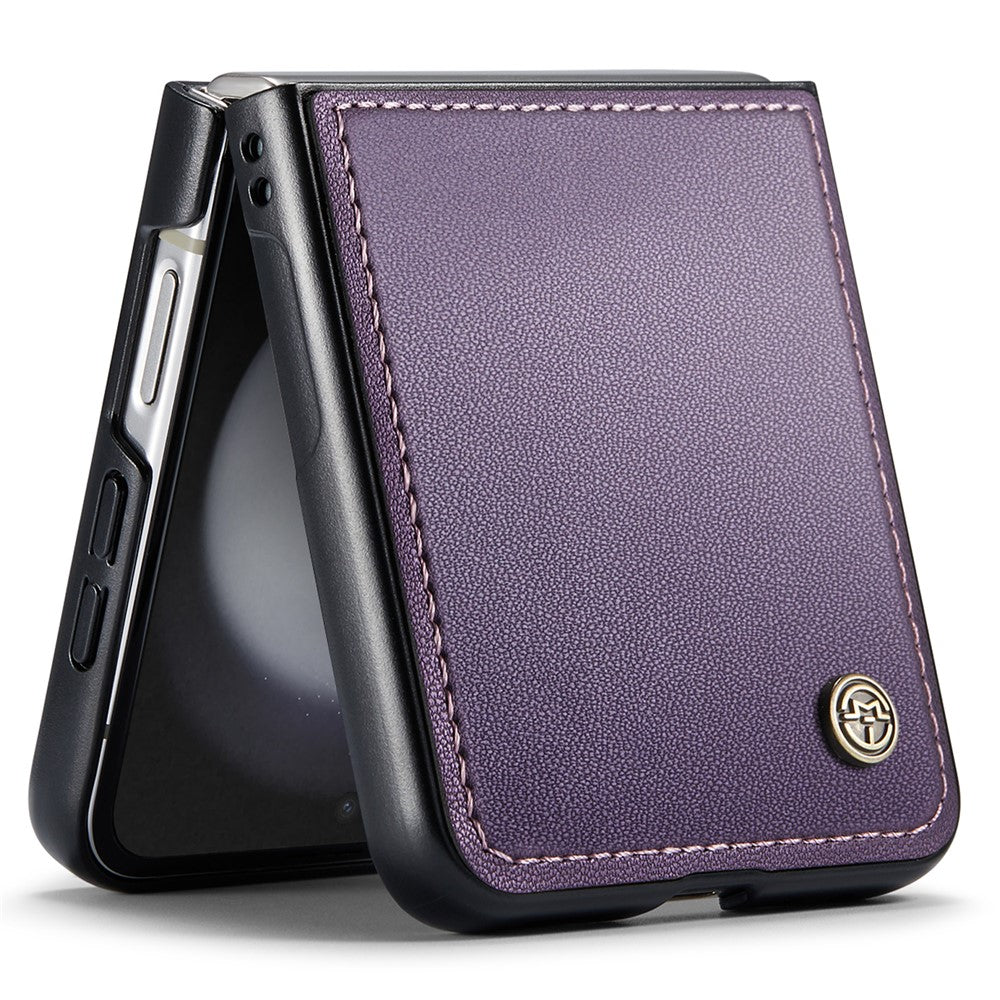 CASEME 023 Series For Samsung Galaxy Z Flip7 FE 5G / Z Flip6 5G Case Litchi Texture Leather+PC Phone Cover - Purple