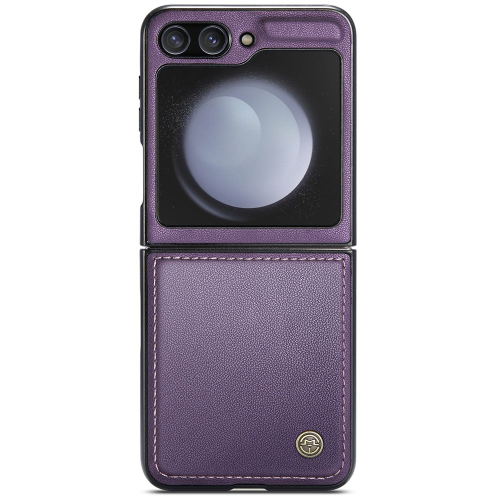 CASEME 023 Series For Samsung Galaxy Z Flip7 FE 5G / Z Flip6 5G Case Litchi Texture Leather+PC Phone Cover - Purple