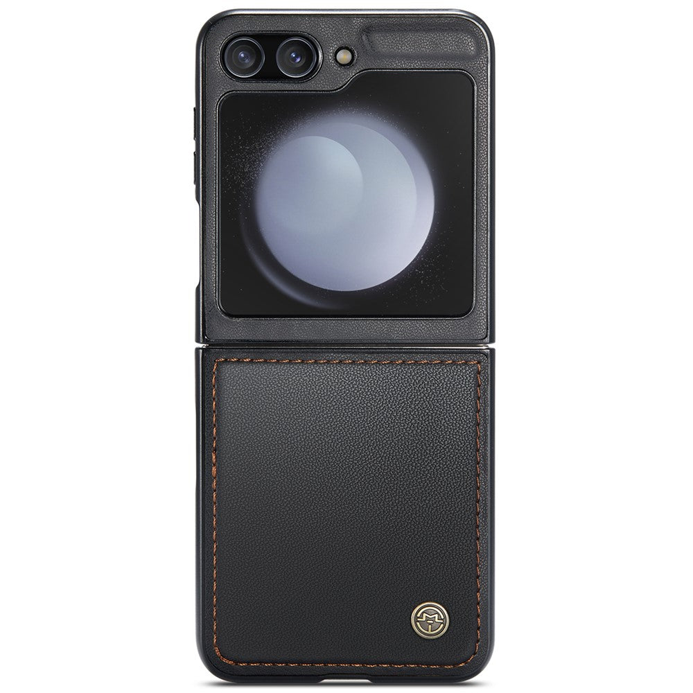 CASEME 023 Series For Samsung Galaxy Z Flip7 FE 5G / Z Flip6 5G Case Litchi Texture Leather+PC Phone Cover - Black