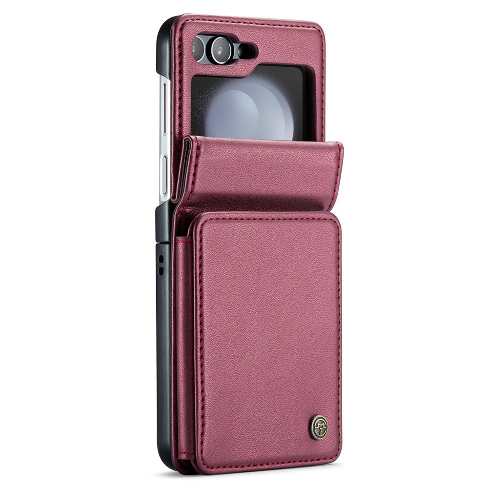 For Samsung Galaxy Z Flip7 FE 5G / Z Flip6 5G Phone Case CASEME C22 Leather Back Cover with RFID Blocking Card Slots - Wine Red