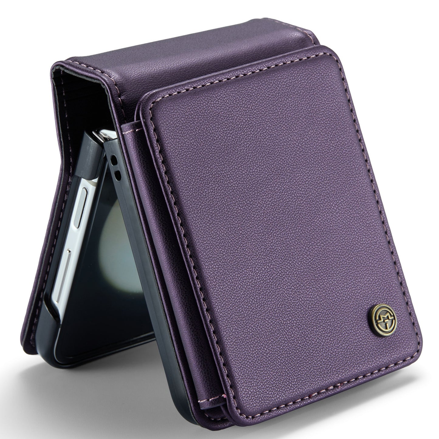 CASEME C22 Series for Samsung Galaxy Z Flip6 5G Case RFID Blocking Card Slot Leather Cover - Purple