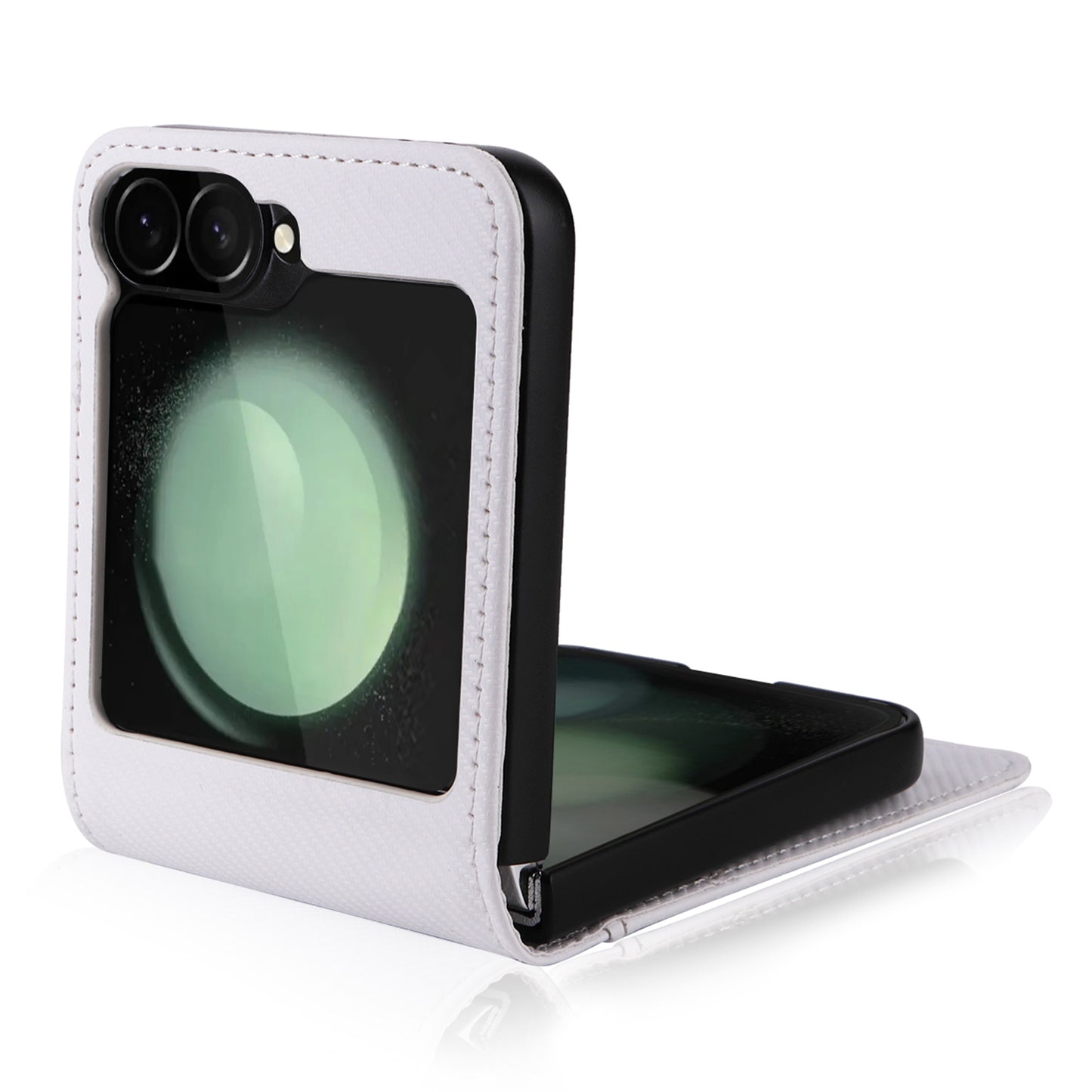 For Samsung Galaxy Z Flip6 5G PU Leather+PC Phone Case Card Holder Mobile Phone Cover - White
