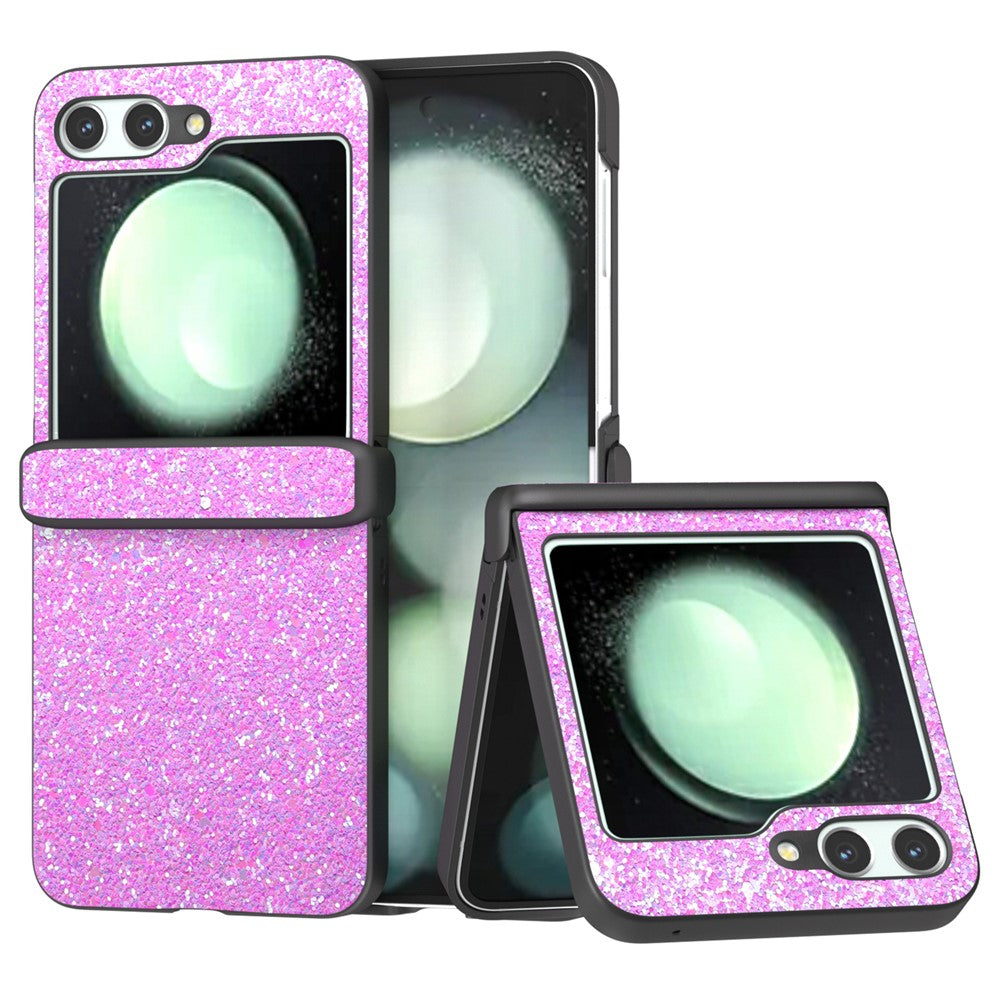 For Samsung Galaxy Z Flip7 FE 5G / Z Flip6 5G Easy Folding Wholesale Phone Case PC+PU Leather Phone Shell - Pinkish Purple