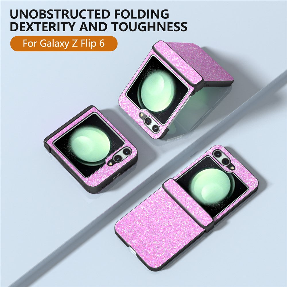 For Samsung Galaxy Z Flip7 FE 5G / Z Flip6 5G Easy Folding Wholesale Phone Case PC+PU Leather Phone Shell - Pinkish Purple
