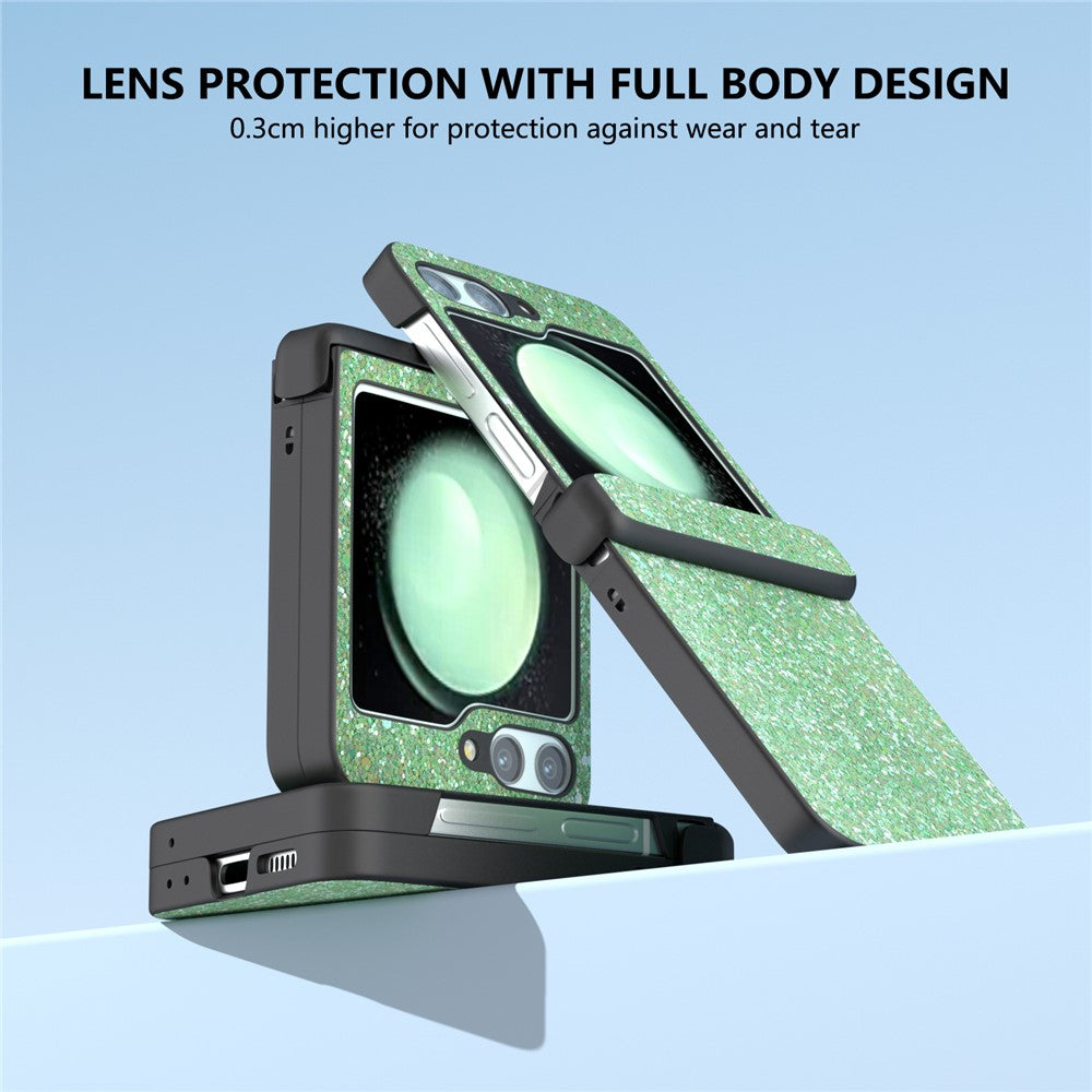 For Samsung Galaxy Z Flip7 FE 5G / Z Flip6 5G Easy Folding Wholesale Phone Case PC+PU Leather Phone Shell - Green