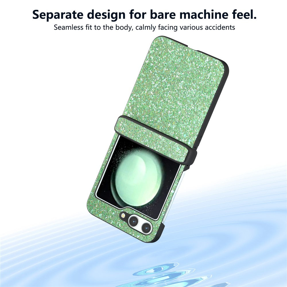 For Samsung Galaxy Z Flip7 FE 5G / Z Flip6 5G Easy Folding Wholesale Phone Case PC+PU Leather Phone Shell - Green