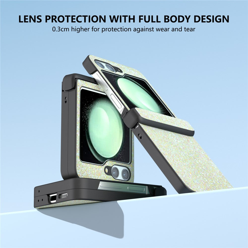 For Samsung Galaxy Z Flip7 FE 5G / Z Flip6 5G Easy Folding Wholesale Phone Case PC+PU Leather Phone Shell - Yellow