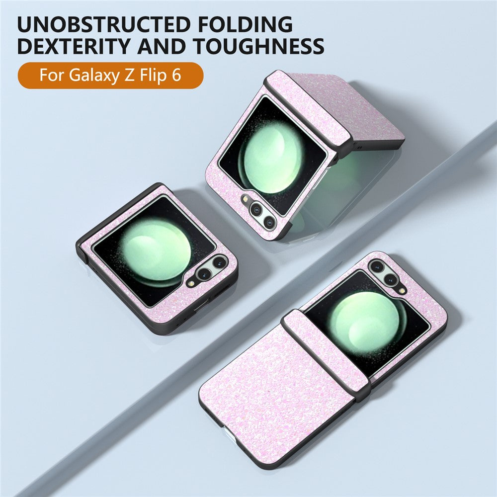 For Samsung Galaxy Z Flip7 FE 5G / Z Flip6 5G Easy Folding Wholesale Phone Case PC+PU Leather Phone Shell - Gradient Pink