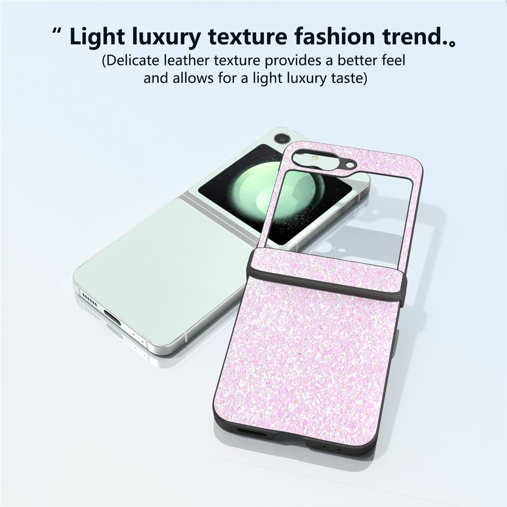 For Samsung Galaxy Z Flip7 FE 5G / Z Flip6 5G Easy Folding Wholesale Phone Case PC+PU Leather Phone Shell - Gradient Pink