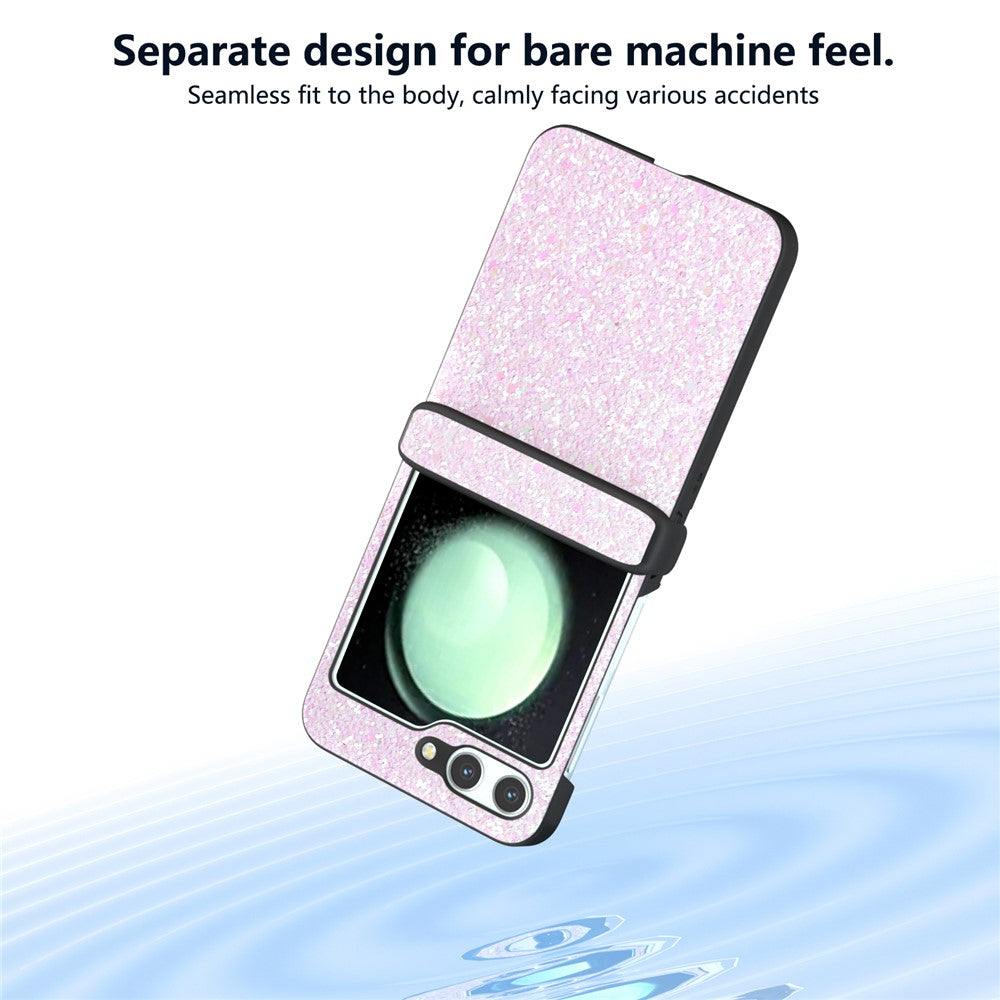 For Samsung Galaxy Z Flip7 FE 5G / Z Flip6 5G Easy Folding Wholesale Phone Case PC+PU Leather Phone Shell - Gradient Pink