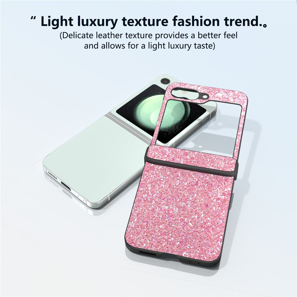 For Samsung Galaxy Z Flip7 FE 5G / Z Flip6 5G Easy Folding Wholesale Phone Case PC+PU Leather Phone Shell - Pink